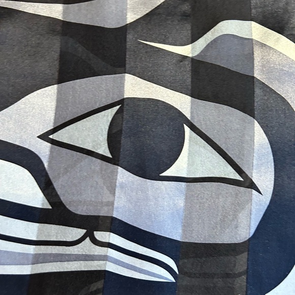 KEITH TAIT NATIVE AMERICAN 100% SILK MAGENTA BLACK/GRAY ABSTRACT EYE SCARF O/S - Picture 5 of 8